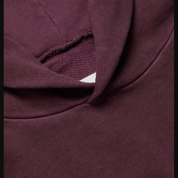 MAISON MARGIELA OVERSIZED LOGO EMBROIDERED LOOPBACK HOODIE in BURGUNDY sz XXL - Picture 3 of 5